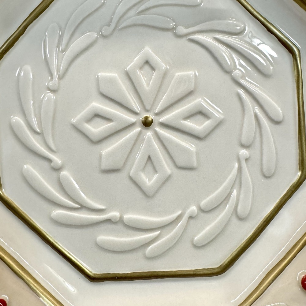 Fitz and Floyd Classics Christmas Winter Wonderland Octagonal Canape Plate Boxed - Picture 3 of 8